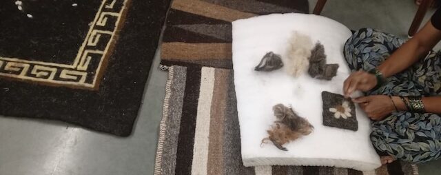 Needle felting of wool